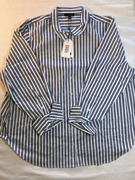 Universal Standard Tops - NWT Universal Standard button down white/navy, L (W 22-24)